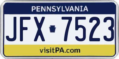 PA license plate JFX7523