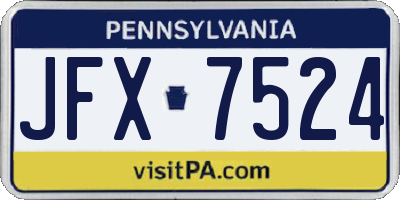 PA license plate JFX7524