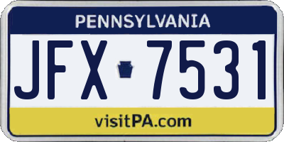 PA license plate JFX7531