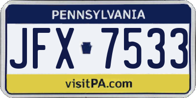 PA license plate JFX7533