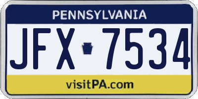 PA license plate JFX7534