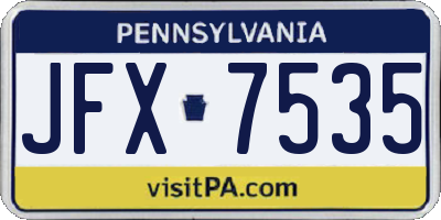 PA license plate JFX7535
