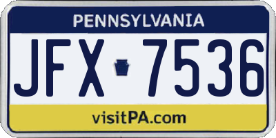 PA license plate JFX7536