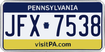 PA license plate JFX7538