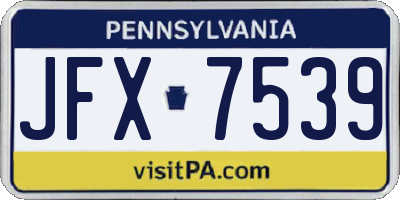 PA license plate JFX7539