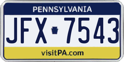 PA license plate JFX7543
