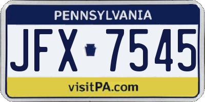 PA license plate JFX7545