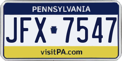 PA license plate JFX7547