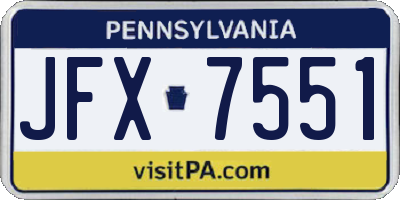 PA license plate JFX7551