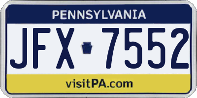 PA license plate JFX7552