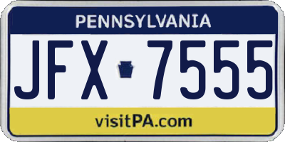 PA license plate JFX7555
