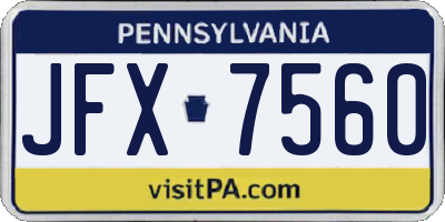 PA license plate JFX7560