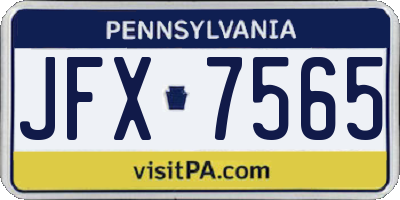 PA license plate JFX7565