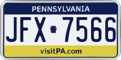 PA license plate JFX7566