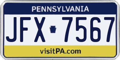 PA license plate JFX7567