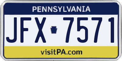 PA license plate JFX7571