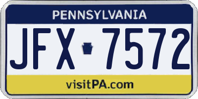 PA license plate JFX7572