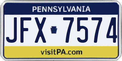 PA license plate JFX7574