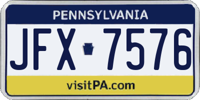 PA license plate JFX7576