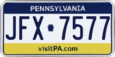 PA license plate JFX7577