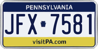 PA license plate JFX7581
