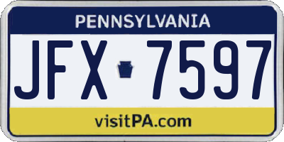 PA license plate JFX7597