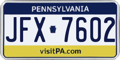 PA license plate JFX7602