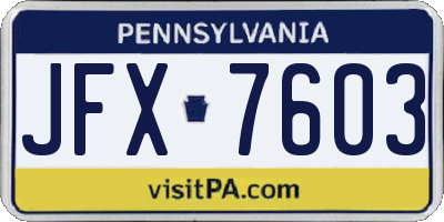 PA license plate JFX7603