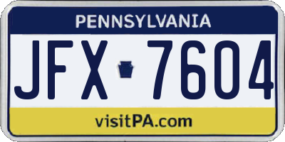 PA license plate JFX7604