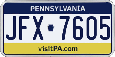 PA license plate JFX7605