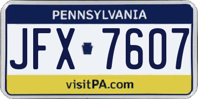 PA license plate JFX7607