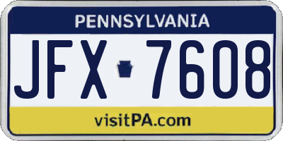 PA license plate JFX7608