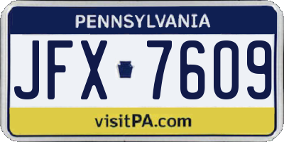 PA license plate JFX7609