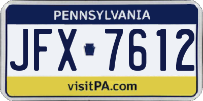 PA license plate JFX7612