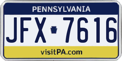 PA license plate JFX7616