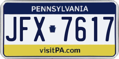 PA license plate JFX7617
