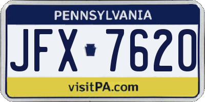 PA license plate JFX7620