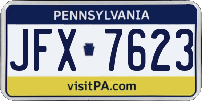 PA license plate JFX7623