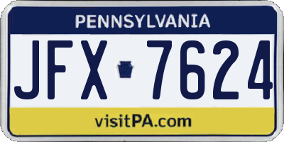 PA license plate JFX7624