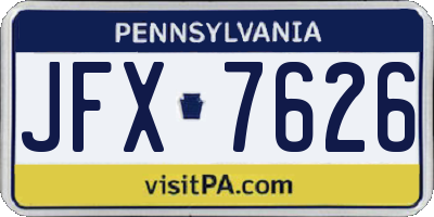 PA license plate JFX7626