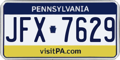 PA license plate JFX7629
