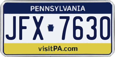 PA license plate JFX7630