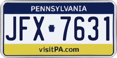PA license plate JFX7631