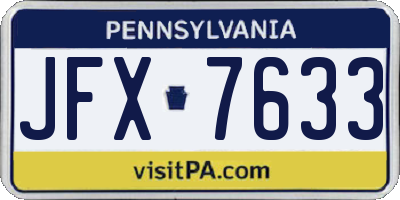 PA license plate JFX7633