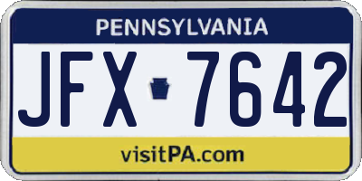 PA license plate JFX7642