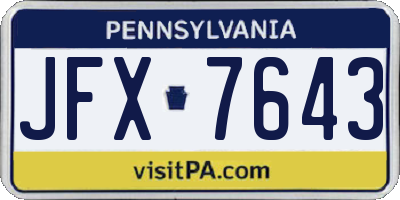 PA license plate JFX7643