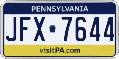 PA license plate JFX7644