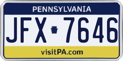 PA license plate JFX7646