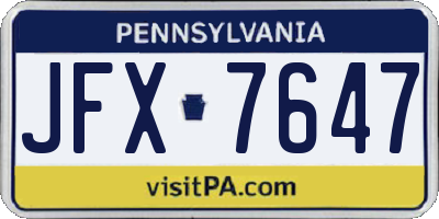 PA license plate JFX7647