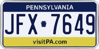 PA license plate JFX7649